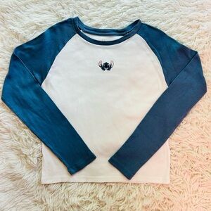 GAP Kids Disney 100% Cotton raglan long sleeve Stitch T-Shirt Size XL 12- White
